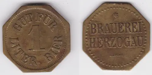 Messing Wertmarke Brauerei Herzogau (Bayern) Gut für 1 Liter Bier (123885)