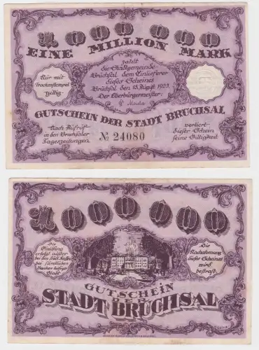 1 Million Mark Banknote Stadt Bruchsal 15.08.1923 (121300)