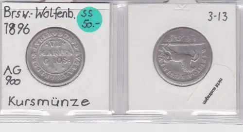 6 Mariengroschen Silber Münze Braunschweig-Wolfenbüttel 1696 ICB (121597)