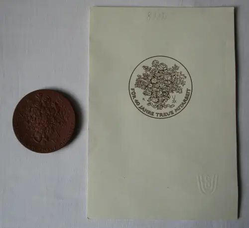 DDR Medaille Hauptvorstand der CDU für 40 Jahre treue Mitarbeit Urkunde (127051)