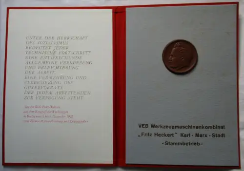 DDR Medaille VEB Werkzeugmaschinenkombinat Fritz Heckert Karl Marx Stadt /127246