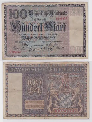 100 Mark Banknote Bayerische Notenbank München 1.1.1922 (121750)