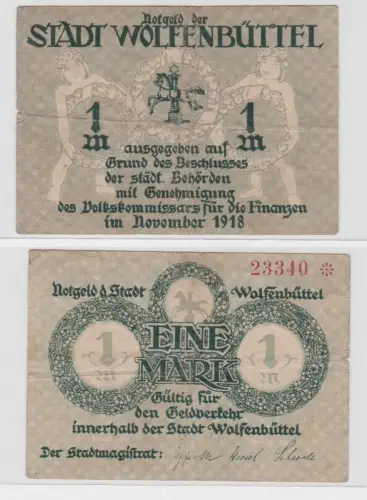 1 Mark Banknote Notgeld Stadt Wolfenbüttel November 1918 (137556)