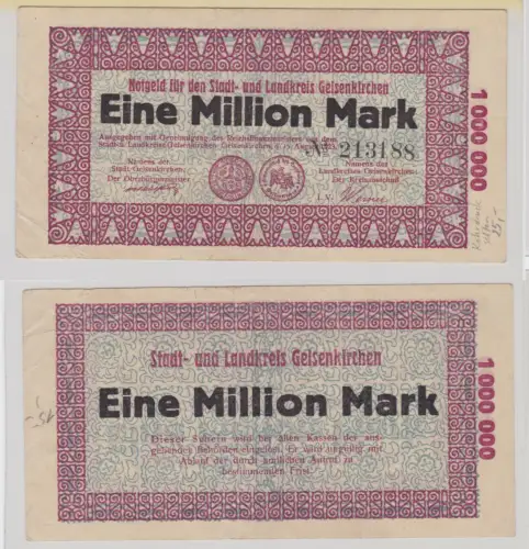 Banknote 1 Millionen Mark Stadt- und Landkreis Gelsenkirchen 15.8.1923 (135944)