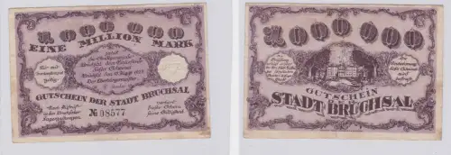 1 Million Mark Banknote Inflation Stadt Bruchsal 15.08.1923 (125915)