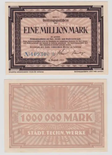 1 Million Mark Banknote Inflation Städt.Techn.Werke Leipzig  20.08.1923 (137273)