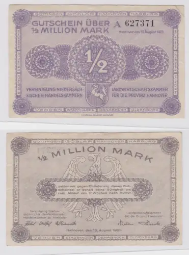 1/2 Million Mark Banknote niedrsächs.Handelskammern Hannover 15.8.1923 (122120)