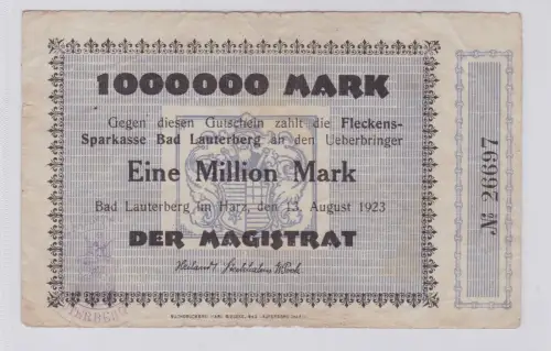 1 Million Mark Banknote Inflation Stadt Lauterberg 13.08.1923 (126204)