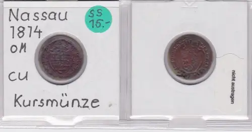 1/4 Kreuzer Kupfer Münze Nassau 1814 (121128)