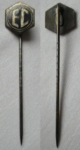 alte emaillierte Firmen Anstecknadel Sechseck EC um 1930 (135037)