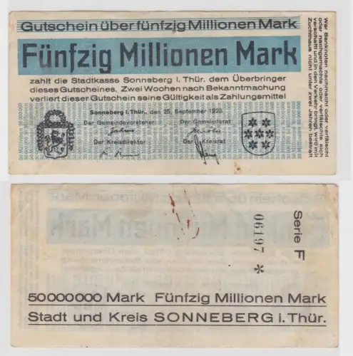 50 Millionen Mark Banknote Sonneberg in Thüringen 25.09.1923 (143842)