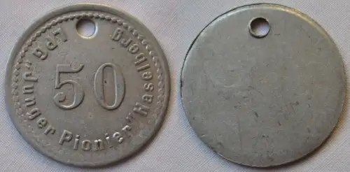 Aluminium Wertmarke LPG "Junger Pionier" Haselberg (112962)
