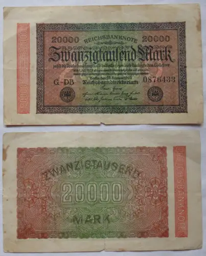 20000 Mark Banknote Berlin 20.2.1923 Rosenberg 84 f (115705)