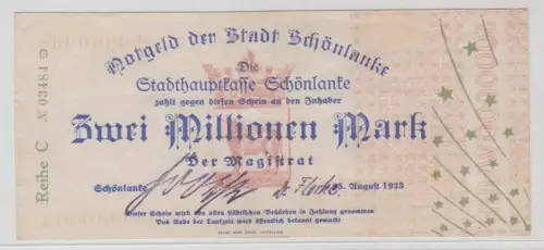 2 Millionen Mark Banknote Inflation Notgeld Stadt Schönlanke 25.8.1923 (137279)