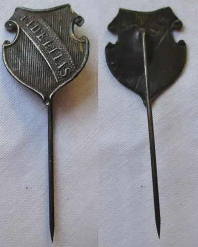 alte Studentika Anstecknadel Karlsruhe Stadtwappen Fidelitas um 1930 (126194)