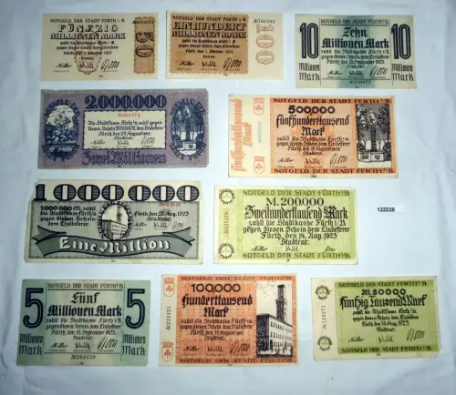10 Banknoten Inflation Stadt Fürth in Bayern 1923 (122226)