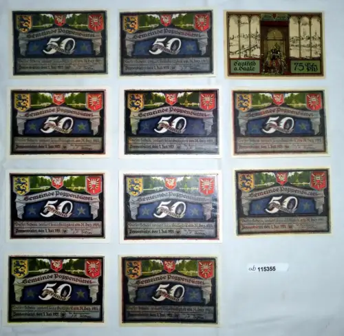 10 Banknoten Notgeld Gemeinde Poppenbüttel 1921 (115355)