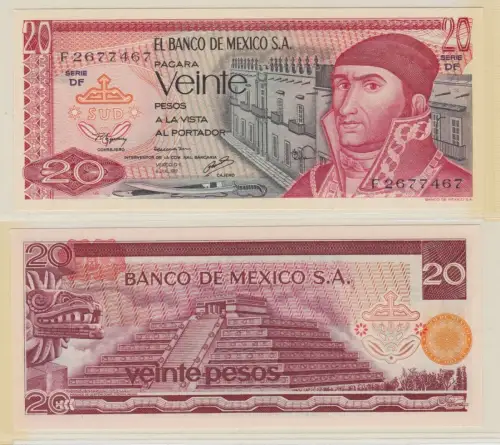 20 Pesos Banknote Mexiko 1977 kassenfrisch UNC (138158)