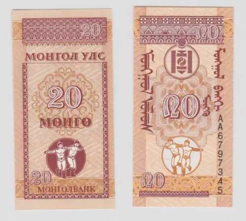 20 Mongo Banknoten Mongolei Mongolia 1993 kassenfrisch UNC (138608)