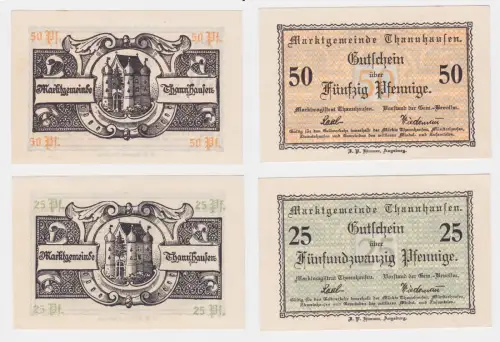 2 Banknoten Notgeld Marktgemeinde Thannhausen o.D. (1918) (121204)