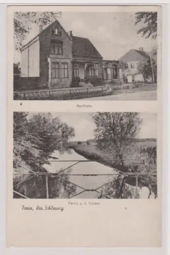 900429 Mehrbild AK Treia Krs. Schleswig - Apotheke und Partie a.d. Treene um 193