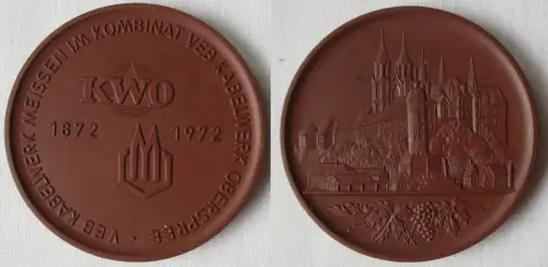 DDR Medaille Meissner Porzellan VEB Kabelwerk Oberspree 1872-1972 (145024)