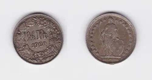1/2 Franken Silber Münze Schweiz 1920 B (127159)