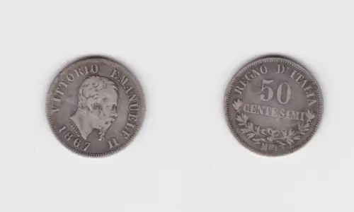 50 Centesimi Silber Münze Italien 1867 M (144867)