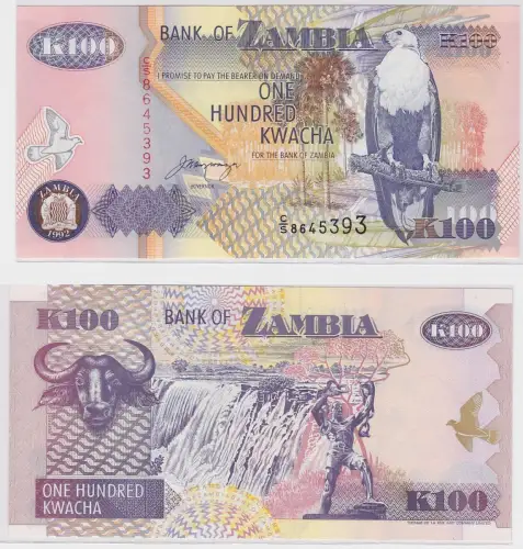100 Kwacha Banknote Zambia Sambia 1992 kassenfrisch (123435)