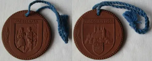 DDR Porzellan Medaille Meissen FDJ Pfingsten 1961 (145025)