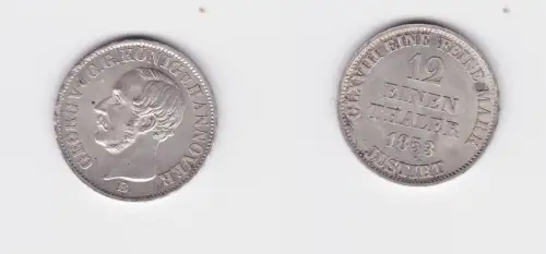 1/12 Taler Silber Münze Hannover Georg V. 1853 B (126645)