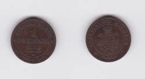 1 Pfennig Kupfer Münze Sachsen 1863 (122894)