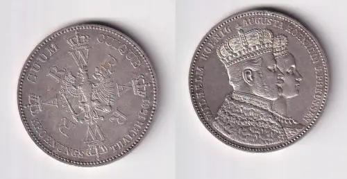 schöne Silber Münze 1 Krönungstaler Preussen 1861 vz (171335)