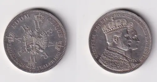 schöne Silber Münze 1 Krönungstaler Preussen 1861 vz (171272)