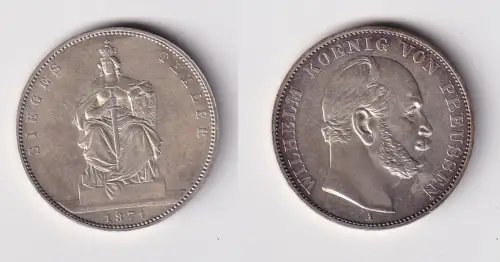 schöne Silber Münze 1 Siegestaler Preussen 1871 vz+ (171329)