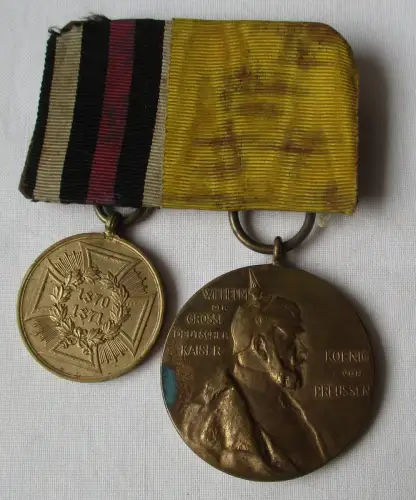 2er Spange Preussen Kriegsdenkmünze 1870/71 + Centenarmedaille (163526)