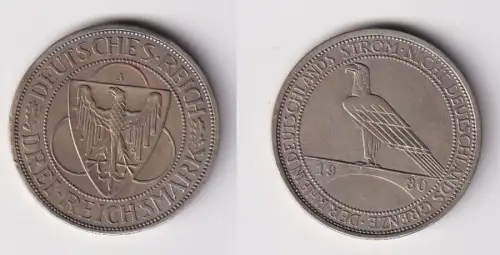 3 Mark Silbermünze Der Rhein 1930 J f.vz (171456)