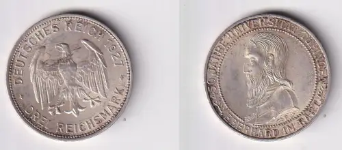 3 Mark Silber Münze Universität Tübingen 1927 f.vz (171274)