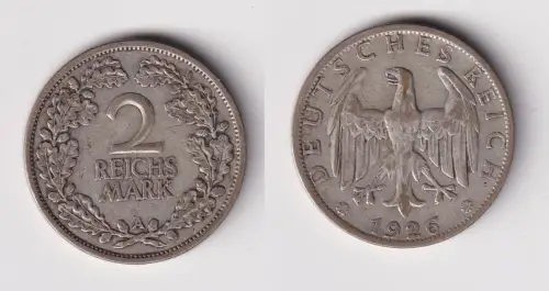2 Mark Silber Münze Weimarer Republik 1926 A Jäger 320 ss (171263)