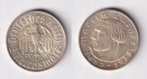 2 Mark Silber Münze Martin Luther 1933 F Jäger 352 vz (171424)