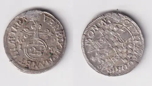 1/24 Taler Silber Münze Stadt Magdeburg 1679 vz mit Henkelspur (170690)