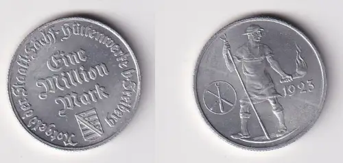 1 Million Mark Aluminium Münze staatl. Hüttenwerke Freiberg 1923 f.vz (171317)