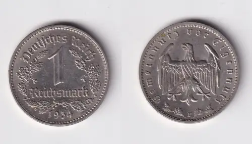 1 Mark Nickel Münze III.Reich 1934 F Jäger Nr. 354 f.vz (172522)