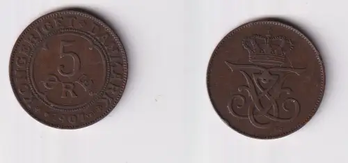 5 Öre Kupfer Münze Dänemark 1907 ss (171349)