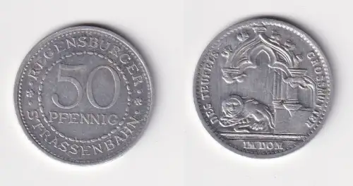 50 Pfennig Münze Regensburger Strassenbahn Fahrmarke um 1920 (171262)