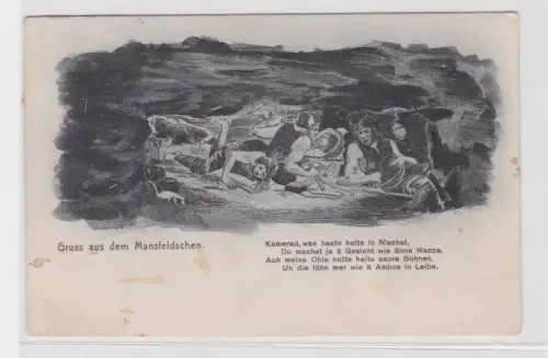 907020 Humor Ak Gruß aus dem Mansfeldschen "Unter Tage" 1912