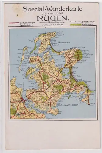 905661 Landkarten Ak Spezial Wanderkarte von der Insel Rügen 1942