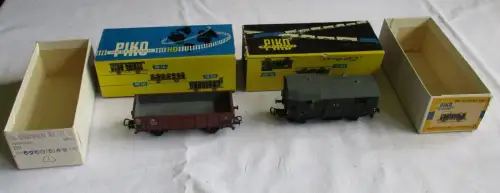 PIKO HO 5/143-01 Güterzug-Begleitwagen + ME 137-01 Güterwagen offen OVP (104778)