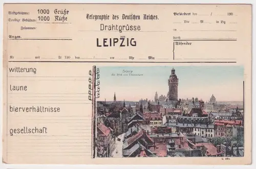 905424 Ak Telegraphie des dt. Reiches Drahtgrüße von Leipzig um 1910