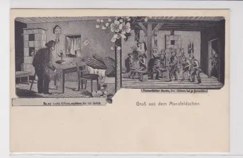 906550 Humor Ak Gruß aus dem Mansfeldschen um 1910